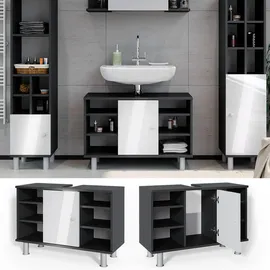 Vicco Waschtischunterschrank 80 x 54 cm Anthrazit/Weiß Hochglanz