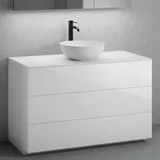 neoro n50 Unterschrank B: 120 cm mit 3 Auszügen, Waschtisch Ø 40 cm weiß matt, B: 120.5 BN0064WM+BN0454WH+BN0404WM