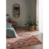 benuta nest Hochflorteppich Gobi Rosa 120x170 cm - Berber-Stil Teppich