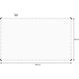 ECD Germany Abdeckplane Gewebeplane mit Ösen 6x10m 60m2 260g/m2 aus Polyethylen Schimmelresistent Wasserdicht Reißfest Schutzplane Bootsplane