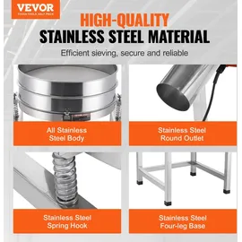 Vevor Siebmaschine, elektrisches Mehlsieb, Vibrationssiebmaschine, automatisches Sieb zum Sieben 40 + 100 Maschen, 25 W Pulversiebmaschine Vibratio... - Silber