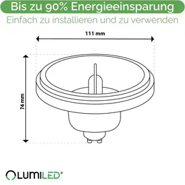 Lumiled LED-Leuchtmittel ES111 GU10 Fassung 230V 15W (Entspricht 100 Watt) Warmweiß 3000K 24° Silber 1521 lm Lampen Reflektor