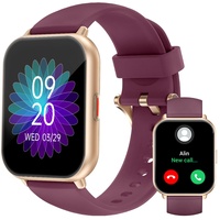 RUIMEN Smartwatch mit Telefonfunktion,Smartwatch für Damen Herren HD-Touch Screen Fitnessuhr mit SpO2-Überwachung Pulsuhr Schlafmonitor Schrittzähler Uhr Multi Trainingsmodi für Android iOS, Lila