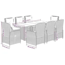 vidaXL Garten-Essgruppe 9-tlg. Grau