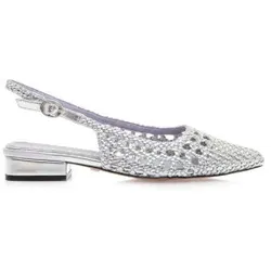 Mariamare für Damen. 68655 Einfache silberne Schuhe (38), Wohnung, Schnalle, Lässig, Party