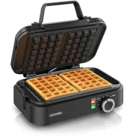 Arendo - Waffeleisen doppelt - belgische Waffeln - 1200 Watt – Waffelautomat – 2 Waffeln 12,6 x 8,6 cm - Antihaftbeschichtung – belgische Waffeln - Thermostat – Überhitzungsschutz - BPA und PFOA frei