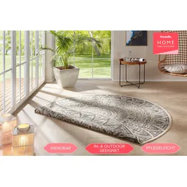 freundin Home Collection Teppich "Lilja Wendeteppich" Gr. 32, beige (creme, grau), H:5mm Ø:200cm, Polypropylen (PP), FREUNDIN HOME COLLECTION, Teppiche, Teppich, In-& Outdoor, beidseitig, Wetterfest, Balkon, Garten, Wohnzimmer
