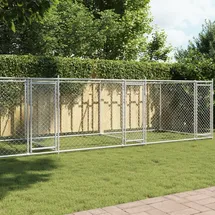 vidaXL Hundezwinger mit Türen 8 x 2 x 1,5 m Stahl Grau