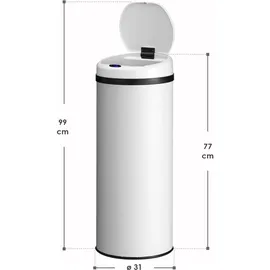 Juskys Automatik Mülleimer mit Sensor - Weiß