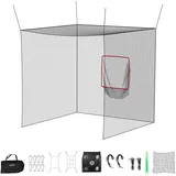 Vevor Golf-Schlagkäfig 305x305x305 cm, Abschlagkäfig mit 3-lagigem & Knotenlosem Polyestergewebe, Golf- und 9-Loch-Baseballziel, Golf-Schlagnetz Trainingsnetz Übungsnetz für Outdoor Indoor