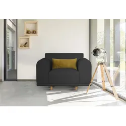 Loveseat ANDAS "Maroon Sessel", schwarz, B:125cm H:82cm T:96cm, 89% Polyester/9% Rayon/3% Nylon, Sessel, in skandinavischem Design, mit losem Kissen