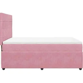 vidaXL Boxspringbett mit Matratze Rosa 140x200 cm Samt