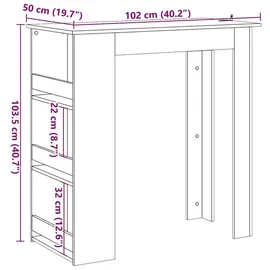 vidaXL Bartisch mit Regal 102 x 50 x 103,5 cm Braun