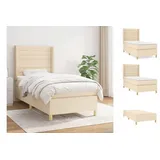 vidaXL Boxspringbett mit Matratze Creme 80x200 cm Stoff