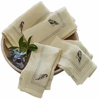 Loberon Serviette 4er Set Taralga stilvolles Vogelmotiv, traditionelle Eleganz,