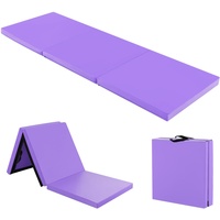 COSTWAY 180 x 60 x 5 cm Weichbodenmatte klappbar, Gymnastikmatte tragbar, Yogamatte wasserabweisend, Turnmatte rutschfest, Klappmatte, Fitnessmatte (Lila)