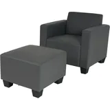 MCW Modular Sessel Loungesessel mit Ottomane Moncalieri, Kunstleder ~ dunkelgrau