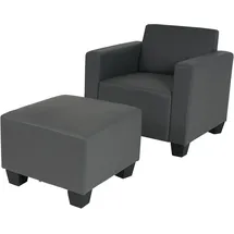MCW Modular Sessel Loungesessel mit Ottomane Moncalieri, Kunstleder ~ dunkelgrau