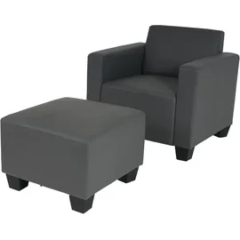 MCW Modular Sessel Loungesessel mit Ottomane Moncalieri, Kunstleder ~ dunkelgrau