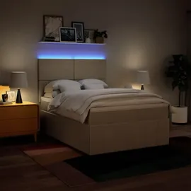 vidaXL Boxspringbett mit Matratze Creme 160x200 cm Stoff