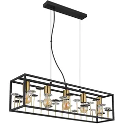 Hängeleuchte Esszimmerlampe Pendelleuchte Kristalle Glas rauch klar schwarz E27