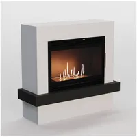 GLOW FIRE Echtfeuer-Dekokamin Larvik XL Vision Ethanol Kamin, Bioethanol Kamin mit 3h Brenndauer, Heizleistung bis 2KW weiß