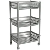Plast Team Trolley 3 Körbe 40 x 30 x 80 cm Silber