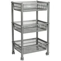 Plast Team Trolley 3 Körbe 40 x 30 x 80 cm Silber