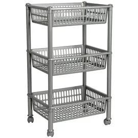 Plast Team Trolley 3 Körbe 40 x 30 x 80 cm Silber