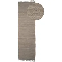 carpetfine Kelim Chindi uni, Läufer", Taupe 60x180 cm, handgewebt, | Fleckerlteppich aus Baumwolle, für Wohnzimmermit Fransen