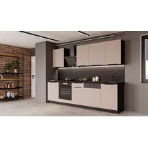 Küchen-Preisbombe Küchenzeile ARONA BASIC 280 cm Kaschmir beige Schwarz matt