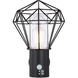 GLOBO Außenleuchte Edelstahl, Kunststoff, Metall H 34 cm Bewegungsmelder schwarz