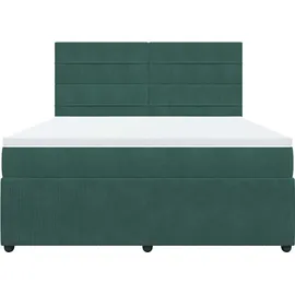 vidaXL Boxspringbett 180 x 200 cm Dunkelgrün