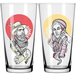 RITZENHOFF Bierglas Bierbecher FARBKNALL 002 Set mit 2 Stück Inhalt je 432 ml