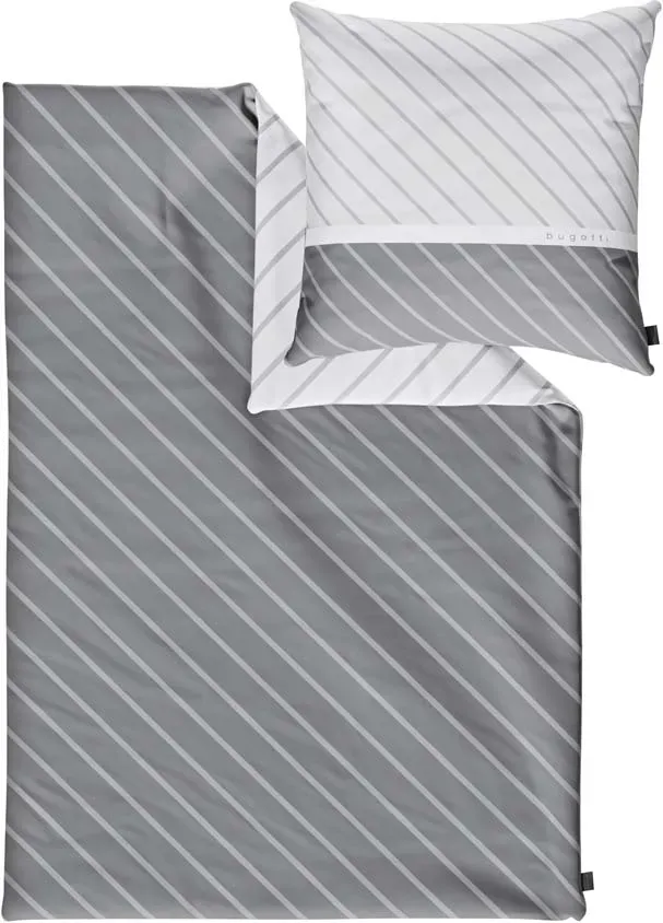 bugatti Satin Bettwäsche Streifen grau 70x90cm, 140x200cm - grau - 70x90/140x200cm