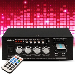 Verstärker Bluetooth Karaoke Stereo Hifi Party Anlage 2x 25 Watt USB SD MP3 Fernbedienung UKW Radio 16×11,8×5,8cm