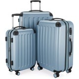 Hauptstadtkoffer - SPREE - 3er Trolley-Set Rollkoffer Reisekoffer, (S, M und L) Koffer-Set, 4 Doppel-Rollen, , Pool Blue