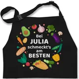 Kinderschürze Schürze Kinder Jungen Mädchen - Kochschürze - Bei Name schmeckts am besten I Veggie I Vegetarisch I Geschenkidee Köche I Hobbyköche - 2-6 Jahre - Schwarz - personalisierte - 2-6 Jahre