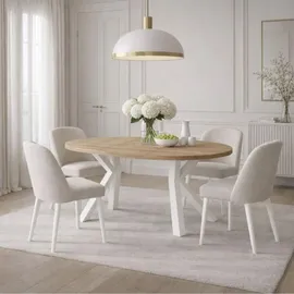dekori.interiors Runder Ausziehbarer Tisch Ø 120/220 cm Eiche Craft Gold braun