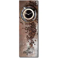 daazoo Glas Küchenuhr But First Coffee! 20 x 60 cm (OHNE TICKGERÄUSCHE) – Glasuhr inklusive Wandaufhängung – Lautlose Uhr Made in EU für Küche & Esszimmer – einfache Montage
