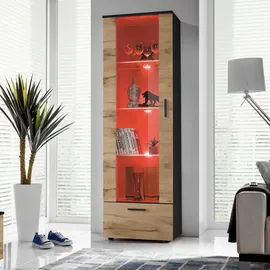 komodee Vitrine, Alessandria A2 Schwarz/Wotan 60x192x42 cm,