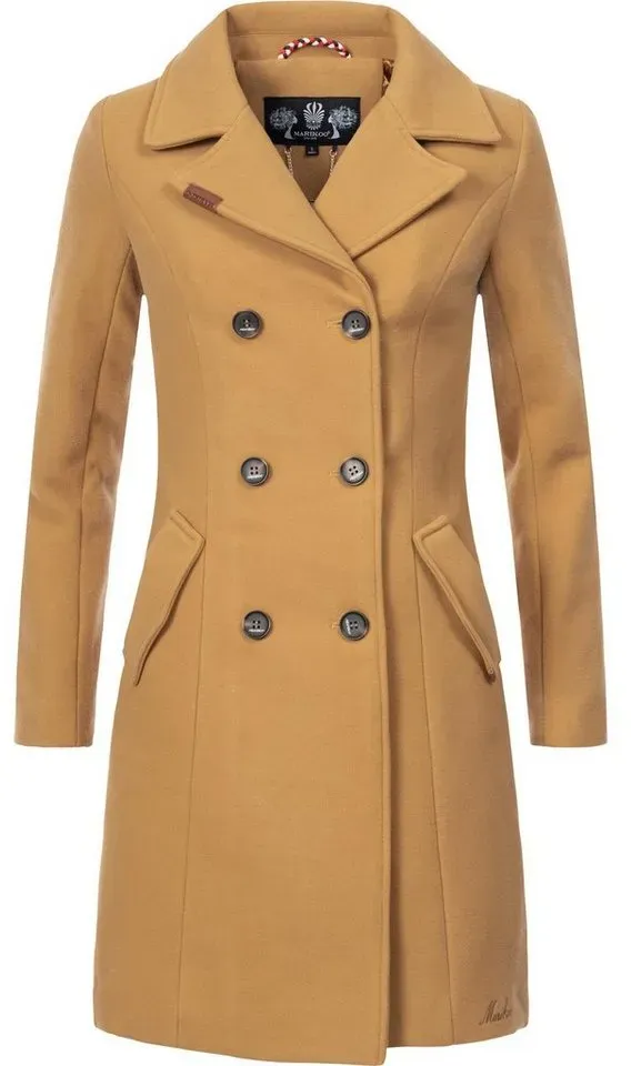 Marikoo Wintermantel Nanakoo edler Damen Trenchcoat in Wollmantel-Optik braun XL (42)