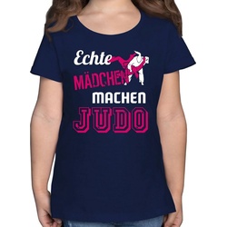 Shirtracer T-Shirt Echte Mädchen machen Judo Kinder Sport Kleidung blau 152 (12/13 Jahre)