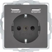 Berker USB-Steckdose 3 St. Anthrazit