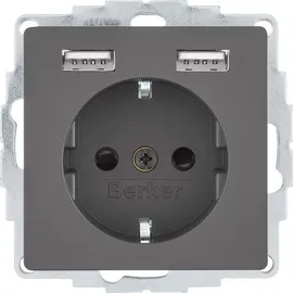 Berker USB-Steckdose 3 St. Anthrazit