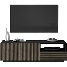 INOSIGN Lowboard INOSIGN "Vega,Lowboard,TV Board,TV Schrank,150 cm", schwarz (anthrazit matt, canneté dunkel), B:150cm H:46cm T:43cm, Sideboards, Lowboard, mit 2 Türen und 1 Schublade,Fronten mit Rillen-Optik