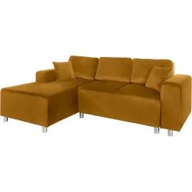 Home Affaire Ecksofa Györ, L-Form, wahlweise mit Bettfunktion und Bettkasten incl. 2 Zierkissen goldfarben