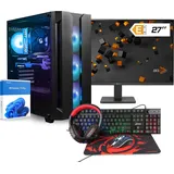 dcl24.de dcl24 komplett Set Ryzen 7 5700X3D, RTX4060Ti 8GB - 1000GB SSD, 32GB DDR4, Gamer PC mit 8x4.1 GHz, WLAN, 27" Monitor, Maus, Tastatur, Windows 11 Pro