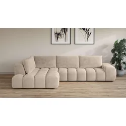 Ecksofa INOSIGN "AZITA klein, L-Form, elegant und bequem Designsofa", grau (taupe), B:296cm H:89cm T:176,5cm, 100% Polyester, Sofas, lose Rückenkissen, traumhafte Steppung, Maße B/T/H: 296/176,5/89 cm