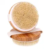 H&S Bambus Holz Körperbürste - 2 Stück - Trockenbürste & Massagebürste mit Naturborsten für Körper Peeling & Cellulite und Wunderbar in der Schwangerschaft - Holzbürsten Set Massage - 2 Trockenbürsten